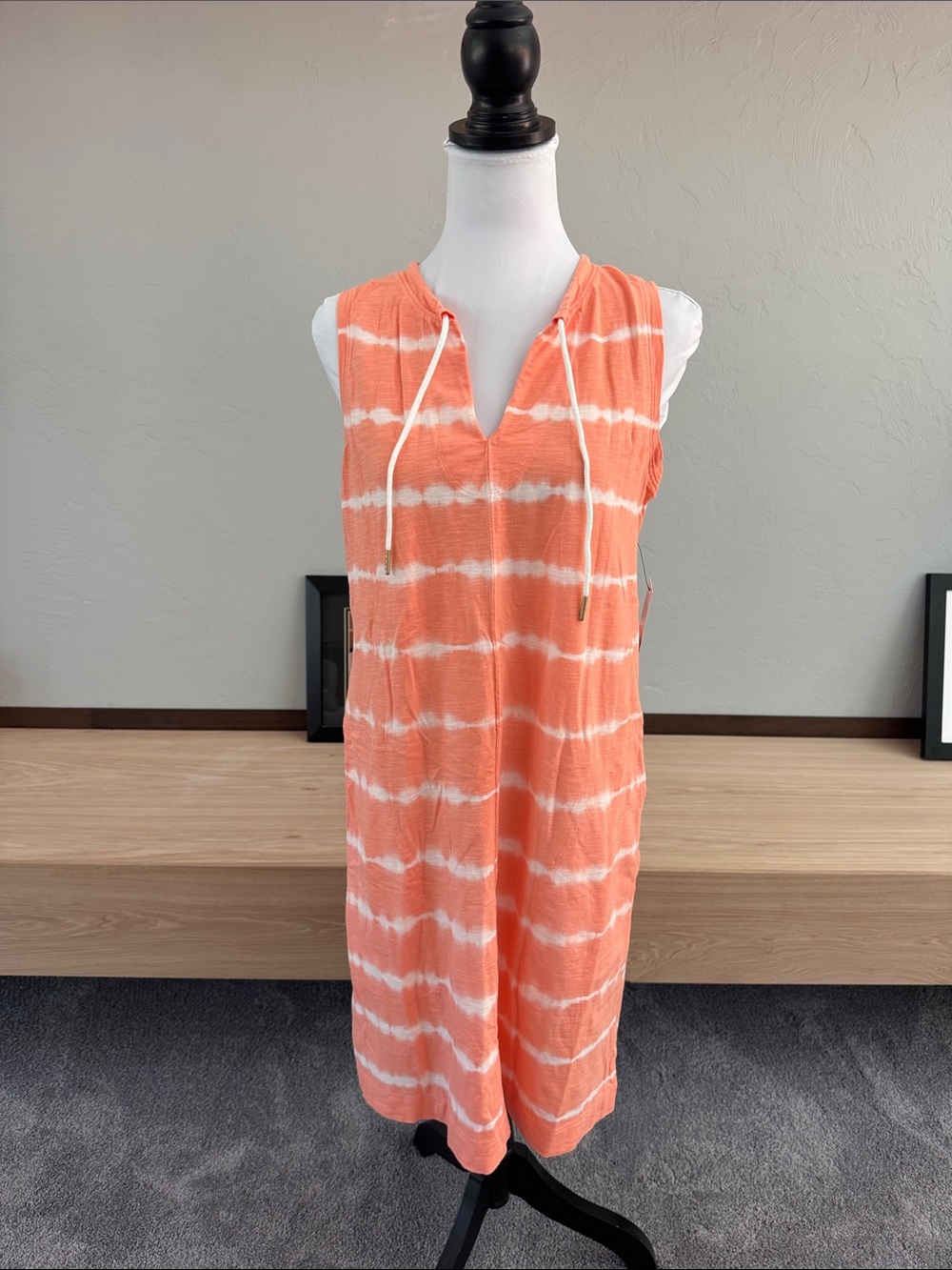Sonoma Coral and White Tie-Dye Midi Dress / NWT